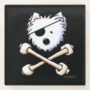 KiniArt Pirate Westie Crossbones Coaster