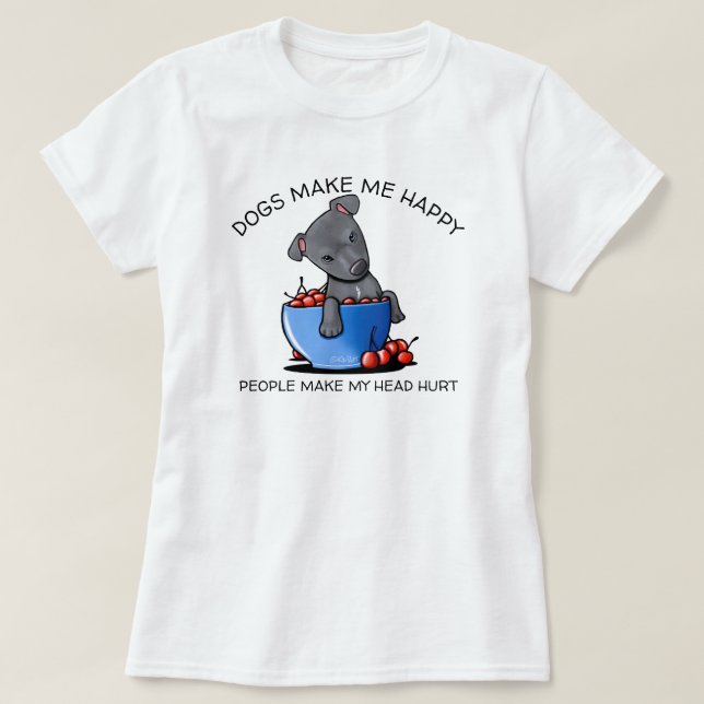 KiniArt Pitbull Dog Lovers T-Shirt (Design Front)