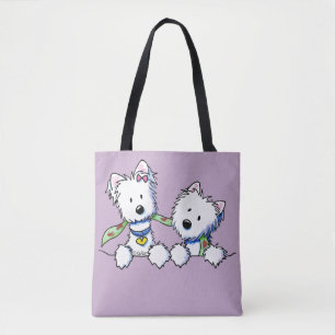 KiniArt Pocket Westie Boy and Girl Tote Bag