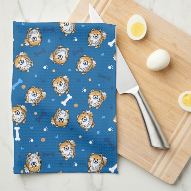 KiniArt Pomeranian serviette de cuisine (Quart Plié)
