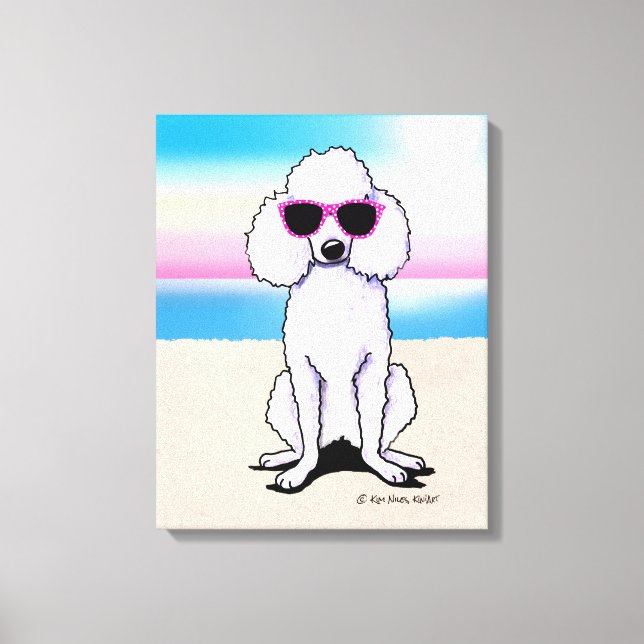KiniArt Poodle Beach Dog Canvas Print (Front)