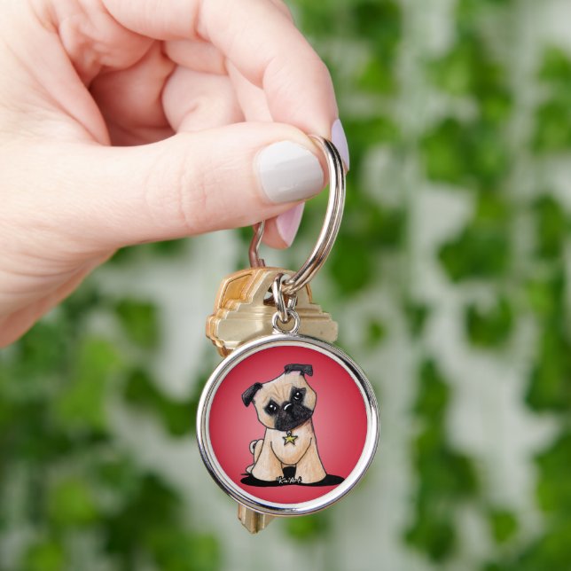 KiniArt Pug Keychain (Hand)