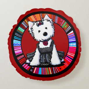 KiniArt Quinceañera Westie Round Pillow