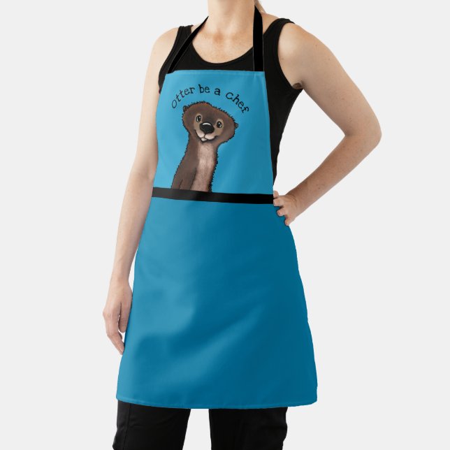 KiniArt River Otter All-Over Print Apron (Insitu)
