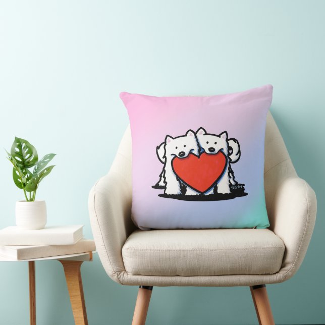 KiniArt Samoyed Heartfelt Duo Throw Pillow (Chair)