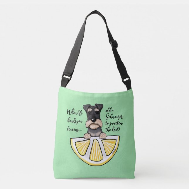 KiniArt Schnauzer Life Lemons Crossbody Bag (Front)