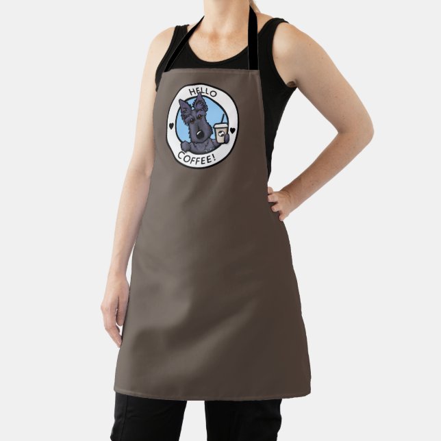 KiniArt Scotti Terrier Coffee All-Over Print Apron (Insitu)