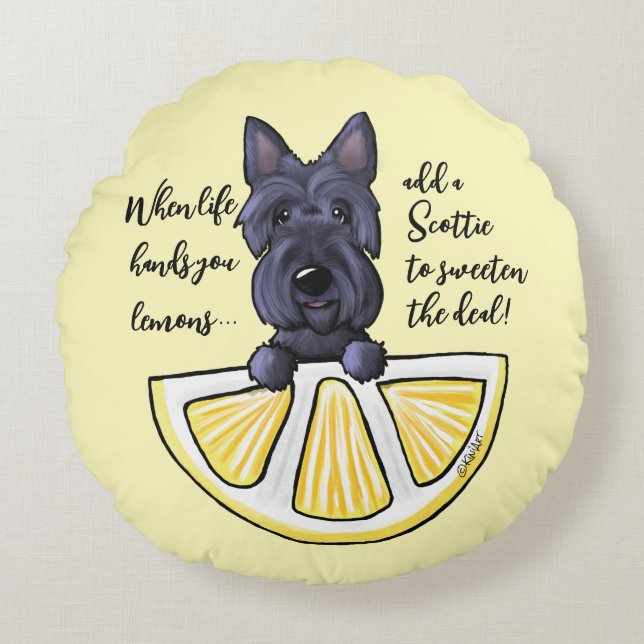 KiniArt Scottie Life Lemons Accent Coussin (Devant)