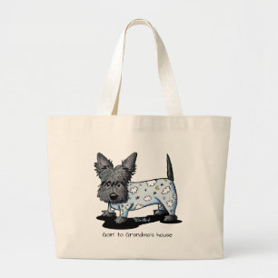 KiniArt Scottie Terrier PJs Large Tote Bag