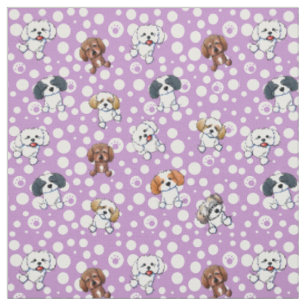 KiniArt Shih Tzu Dogs On Purple Fabric