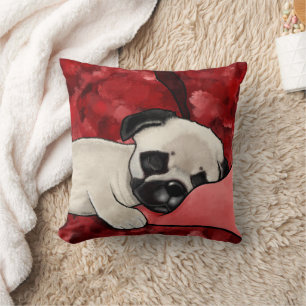 KiniArt Sleepy Pug Throw Pillow