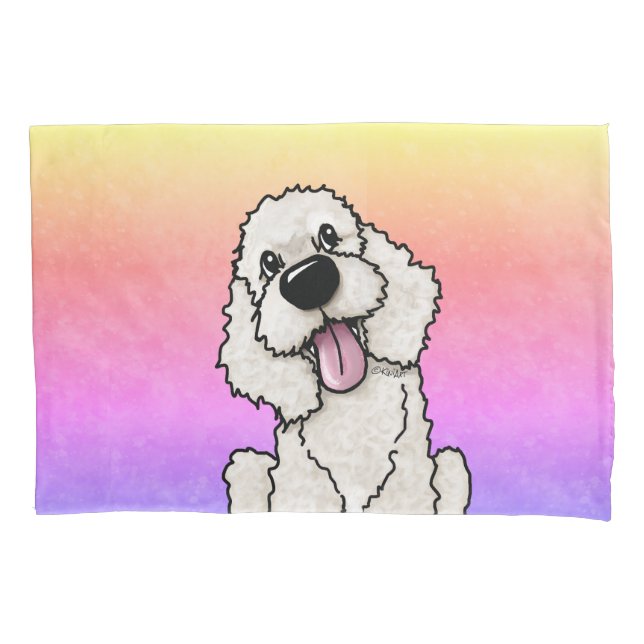 KiniArt Smiling Doodle Dog Pillowcase (Front)
