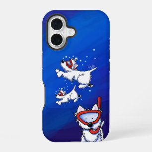KiniArt Snorkel Westies iPhone 16 Case