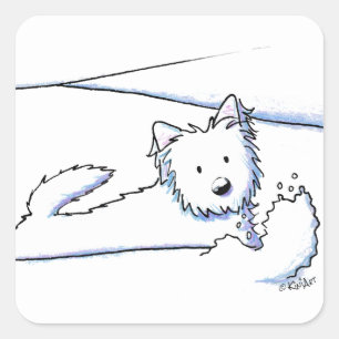KiniArt Snow Plow Westie Square Sticker