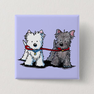KiniArt Terrier Walking Buddies 2 Inch Square Button