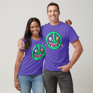 KiniArt Terriers Peace and Love T-Shirt