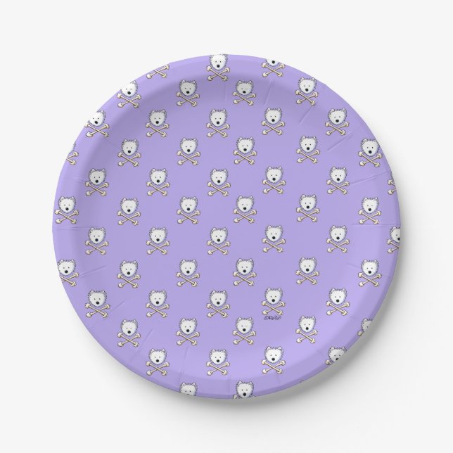 KiniArt Torrid Westies Lavender Paper Plates (Front)