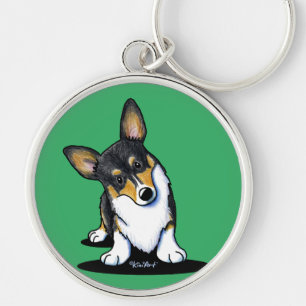 KiniArt Tri Curious Corgi Keychain