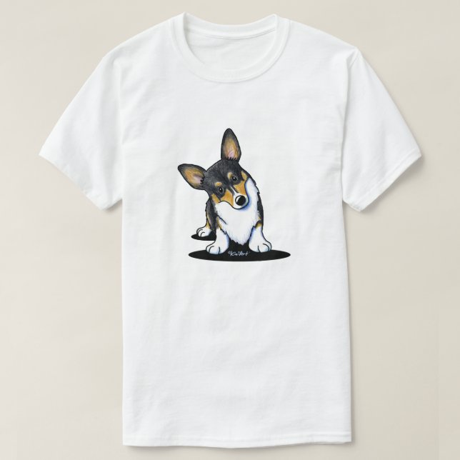 KiniArt Tri Curious Corgi T-Shirt (Design Front)