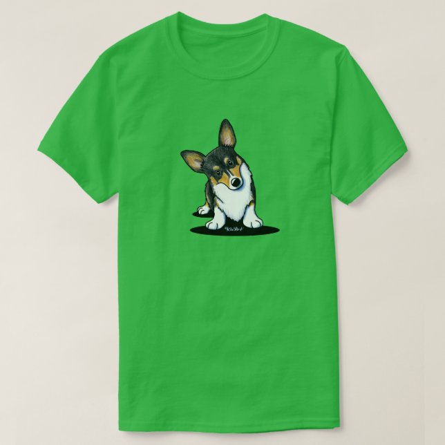 KiniArt Tri Curious Corgi T-Shirt (Design Front)