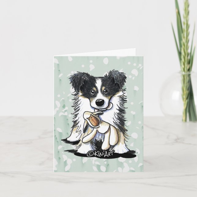 KiniArt Tricolor Border Collie Note Card (Front)