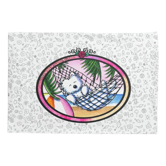 KiniArt Vacation Westie Pillow Case (Back)