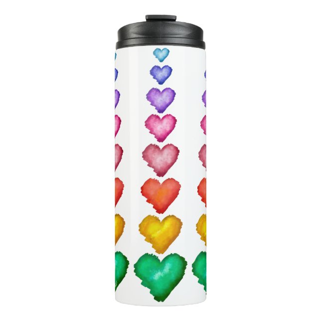 KiniArt Watercolored Hearts Thermal Tumbler (Front)