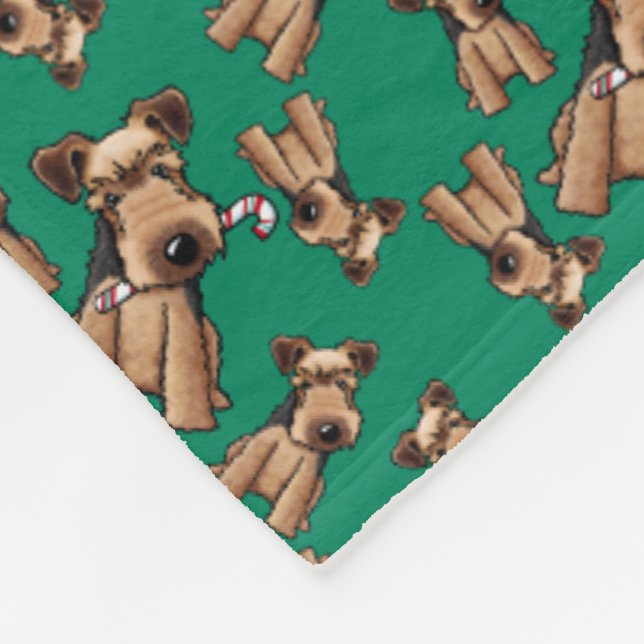 KiniArt Welsh Terrier Christmas  Fleece Blanket (Corner)