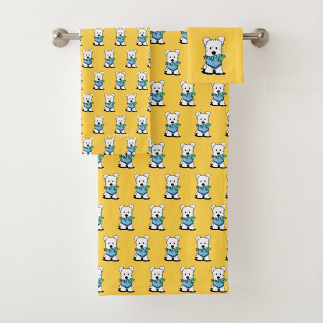 KiniArt Westie Besties Bath Towel Set (Insitu)