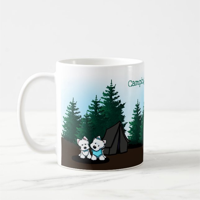 KiniArt Westie Camping Café Mug (Gauche)