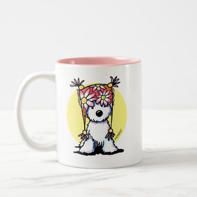 KiniArt Westie Casquette Floral Mug (Gauche)