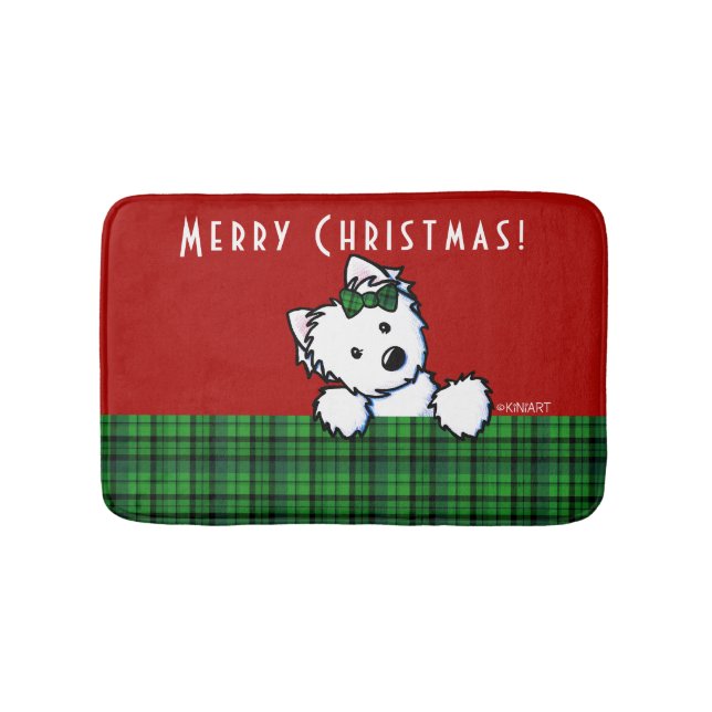 KiniArt Westie Christmas Bath Mat (Front)