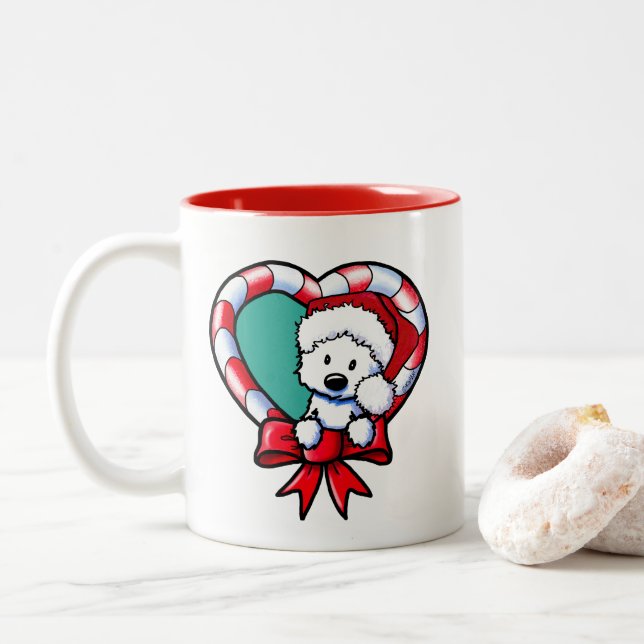 KiniArt Westie Christmas Love Two-Tone Coffee Mug (With Donut)