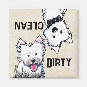 KiniArt Westie Clean Dirty lave-vaisselle aimant