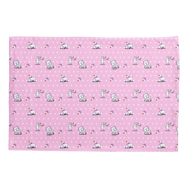 KiniArt Westie Cupcake Pink Pillow Case (Back)