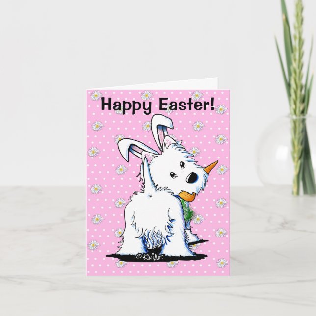 KiniArt Westie Easter Bummy Holiday Card (Front)