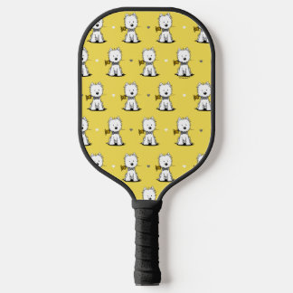KiniArt Westie Gent on Yellow Pickleball Paddle