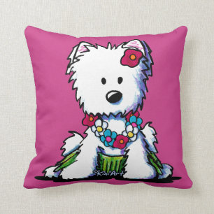 KiniArt Westie Hula Girl Throw Pillow