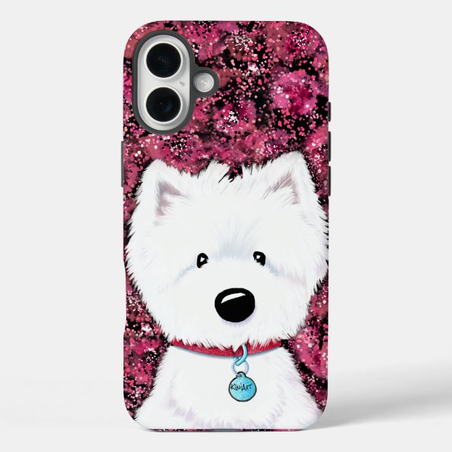KiniArt Westie Impressions Floral Case-Mate iPhone Case (Back)