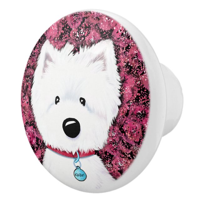 KiniArt Westie Impressions Floral Ceramic Knob (Right)