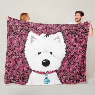 KiniArt Westie Impressions Floral Fleece Blanket