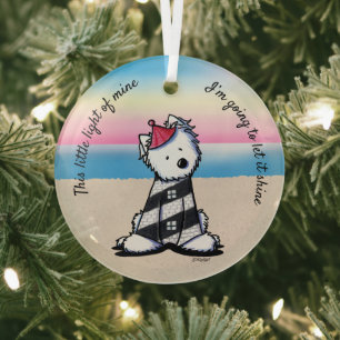 KiniArt Westie Lighthouse Glass Ornament
