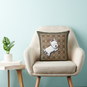 KiniArt Westie On Quilt Throw Pillow