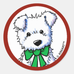 KiniArt Westie Puppy Classic Round Sticker