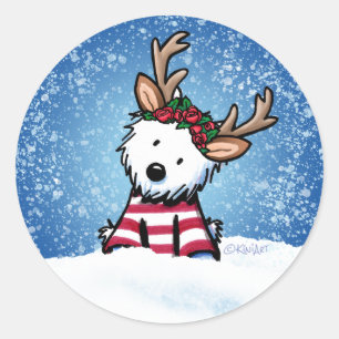 KiniArt Westie Reindeer Stickers 