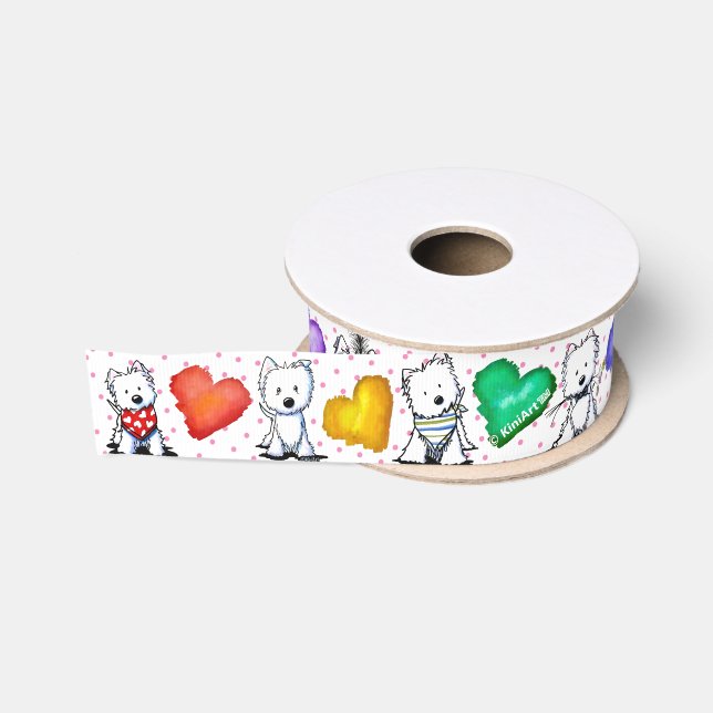 KiniArt™ Westie Terrier Puppy Love Grosgrain Ribbon (Spool)