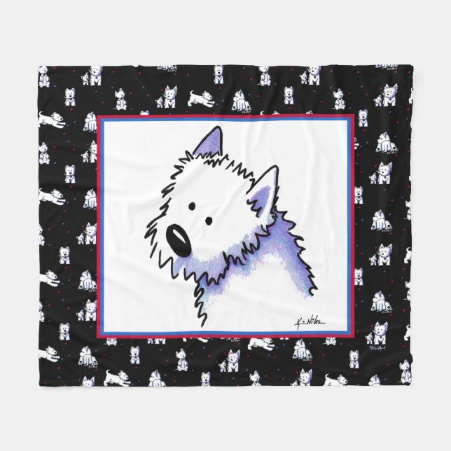 KiniArt Westie Terriers Fleece Blanket (Front (Horizontal))