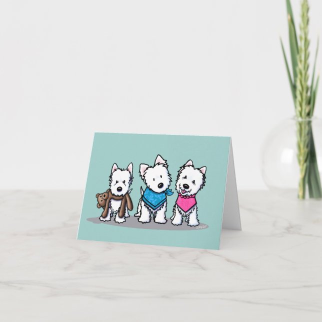 KiniArt Westie Trio Note Card (Front)