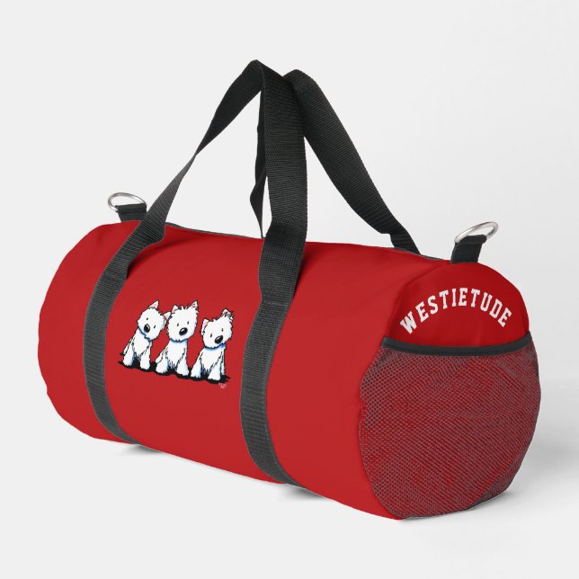 KiniArt Westie Trio Small Duffle Bag (Right Corner)