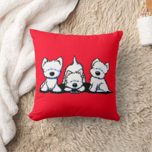 KiniArt Westie Trio Throw Pillow